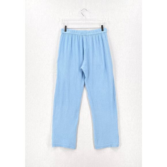 ENZA COSTA Cotton Gauze Straight Leg Jogger Pants Womens Medium Light Blue NEW - Picture 2 of 12